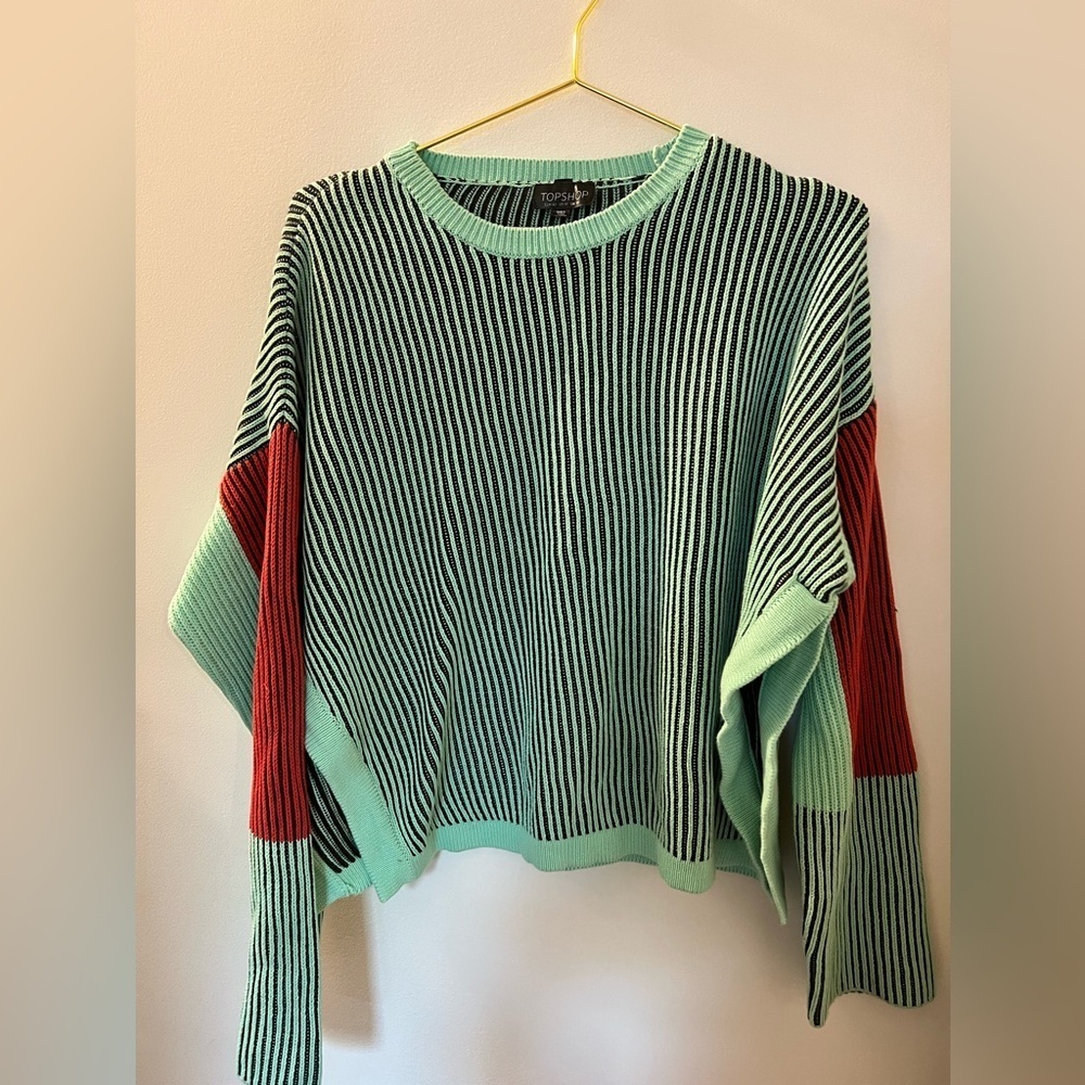 Topshop Oversized Color Block Ribbed Sweater - Picture 2 of 7